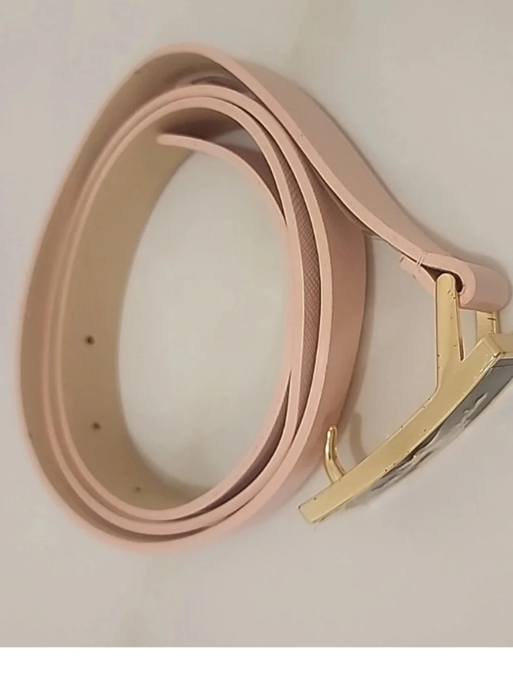 kate spade Pale Pink Leather Logo Buckle Belt